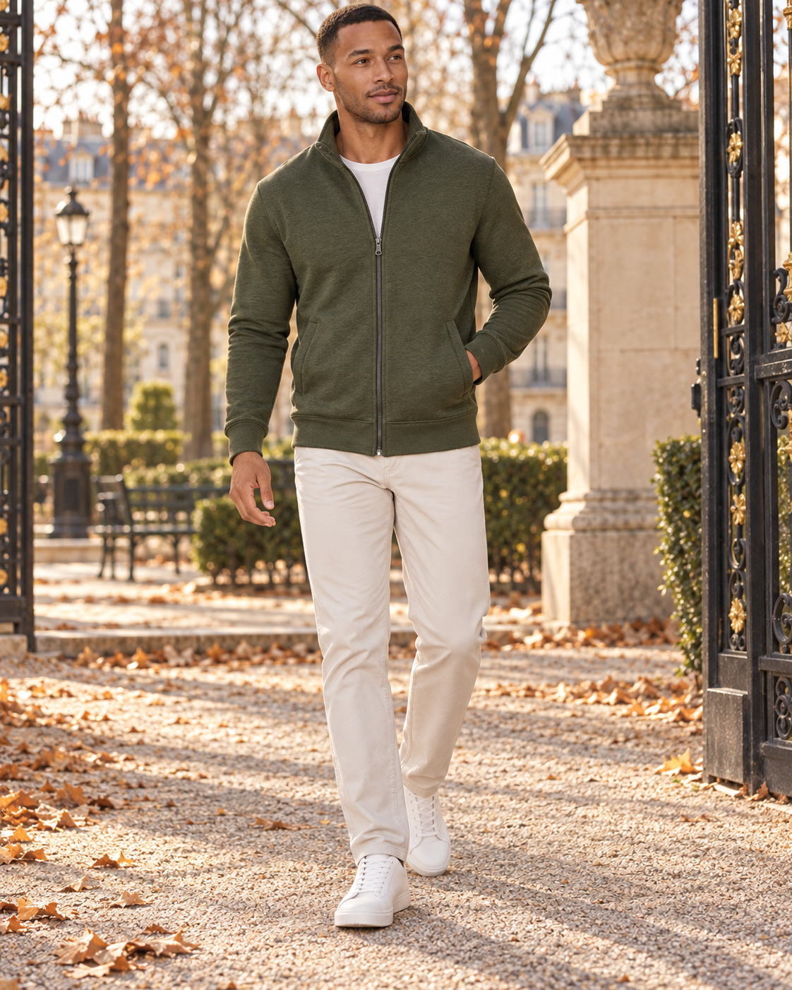 Elias Men's Full-Zip Fleece Sweatshirt – Mock Neck Midweight Jacket with Pockets