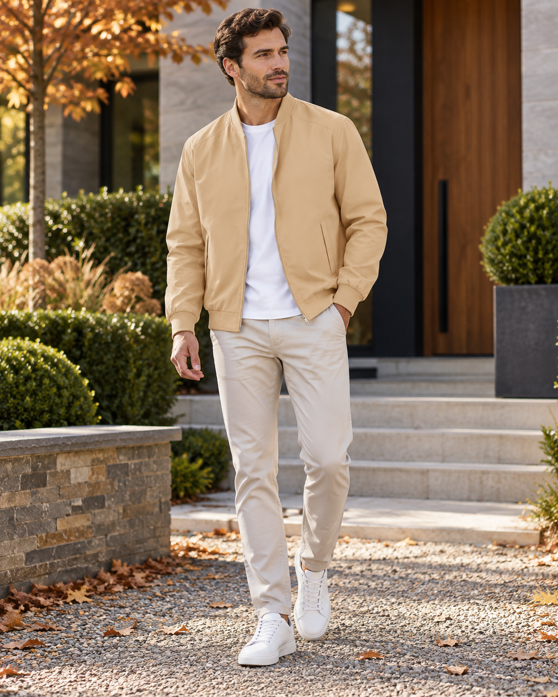 Cassian Men's Lightweight Bomber Jacket – Full-Zip Casual Windbreaker with Pockets