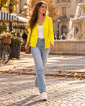 Isadora Button-Front Crew Neck Slim Fit Knit Cardigan with Long Sleeves