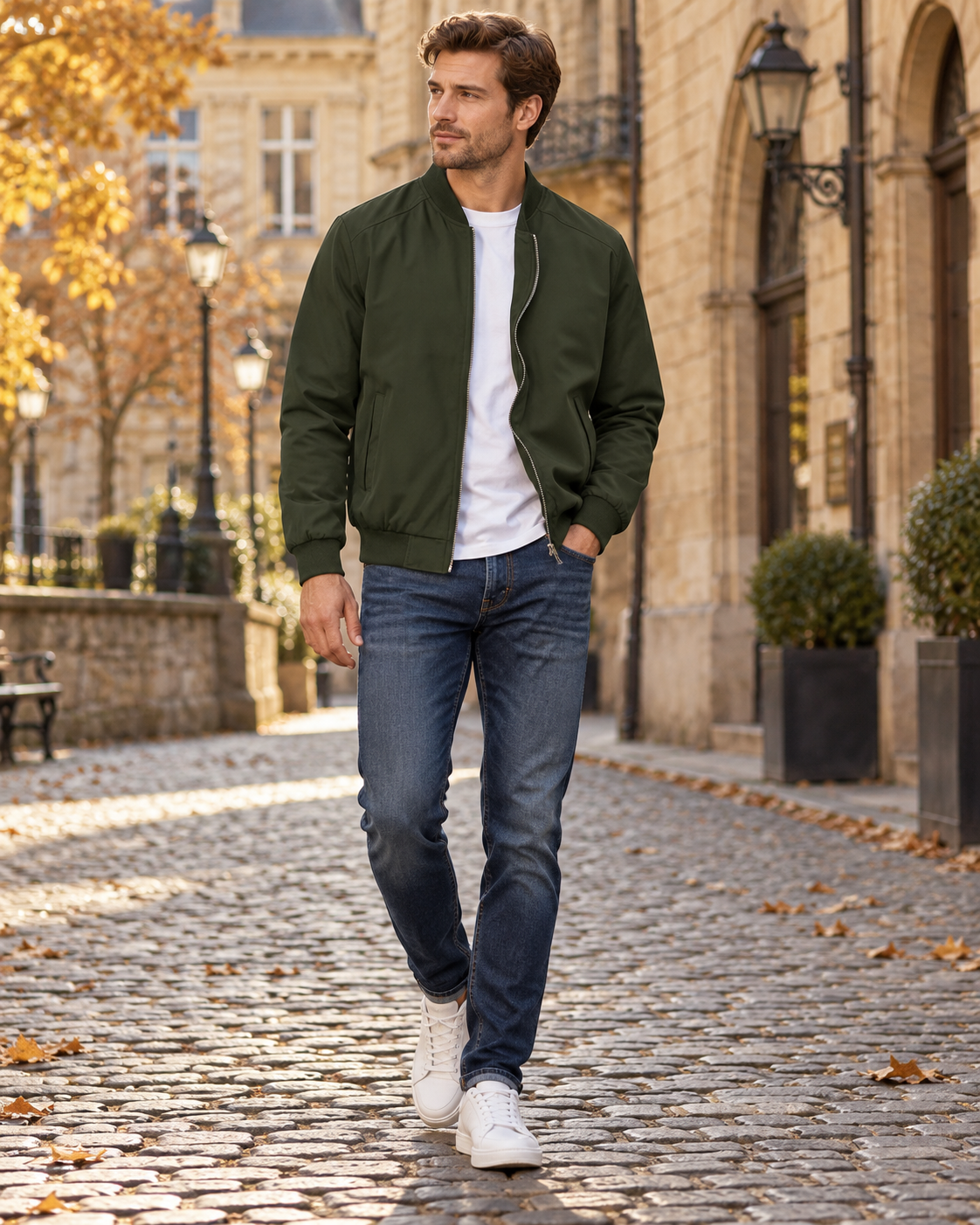 Cassian Men's Lightweight Bomber Jacket – Full-Zip Casual Windbreaker with Pockets