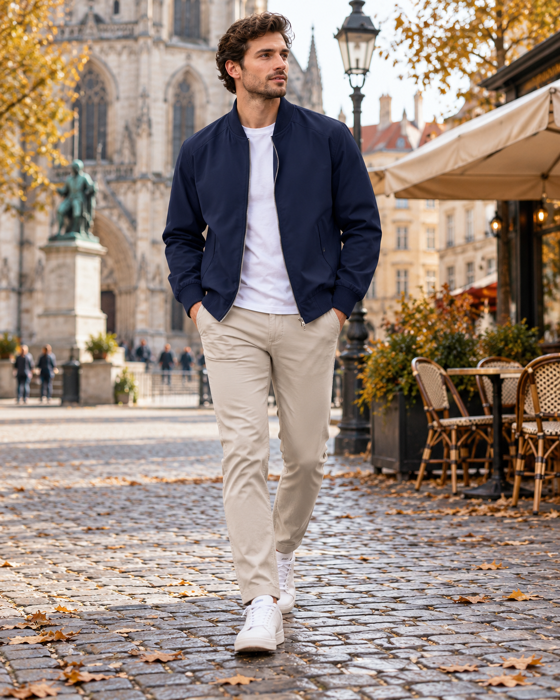 Cassian Men's Lightweight Bomber Jacket – Full-Zip Casual Windbreaker with Pockets