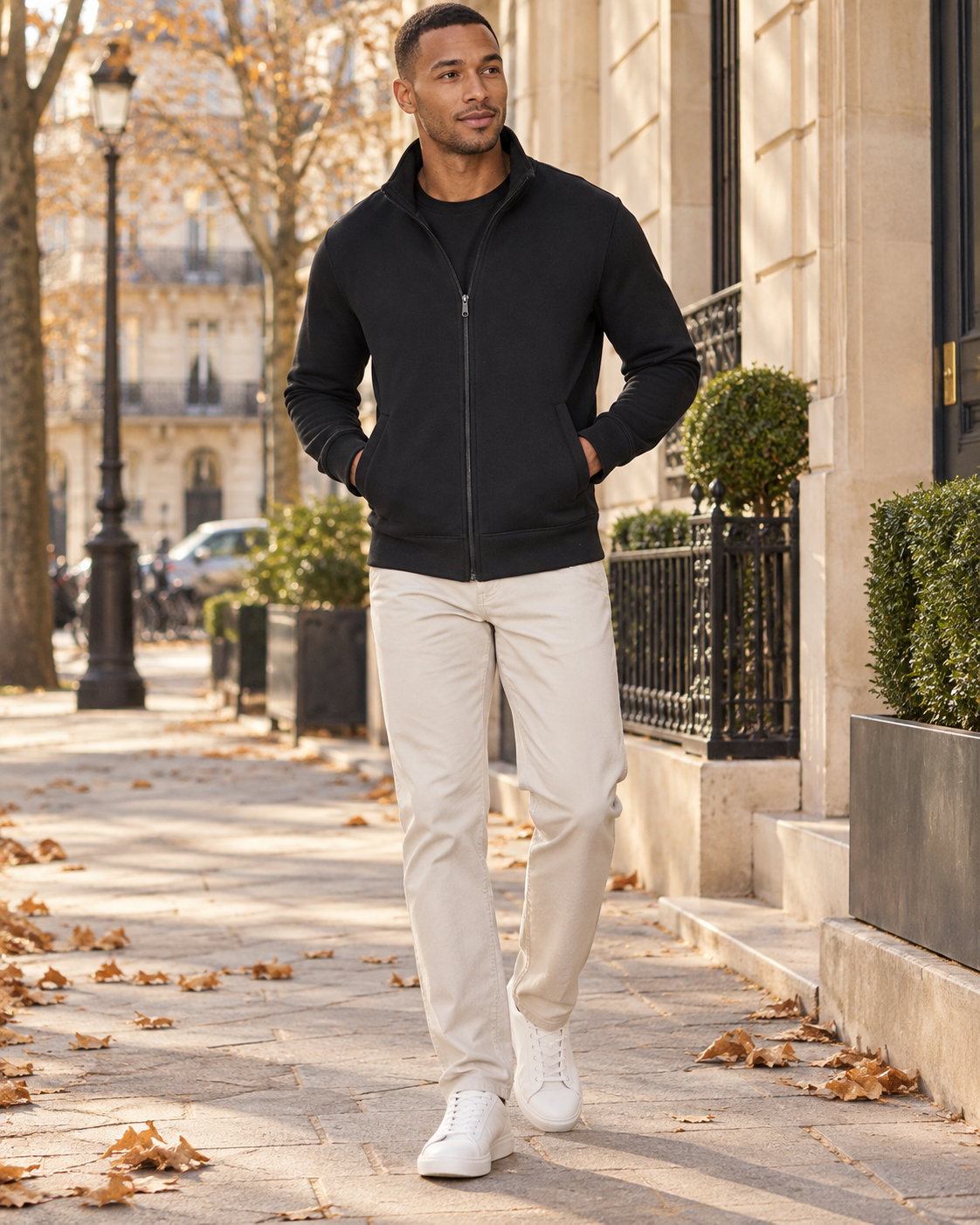 Elias Men's Full-Zip Fleece Sweatshirt – Mock Neck Midweight Jacket with Pockets