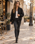 Andrea Lightweight Zip-Up Bomber Jacket with Pockets – Casual Spring & Fall Coat
