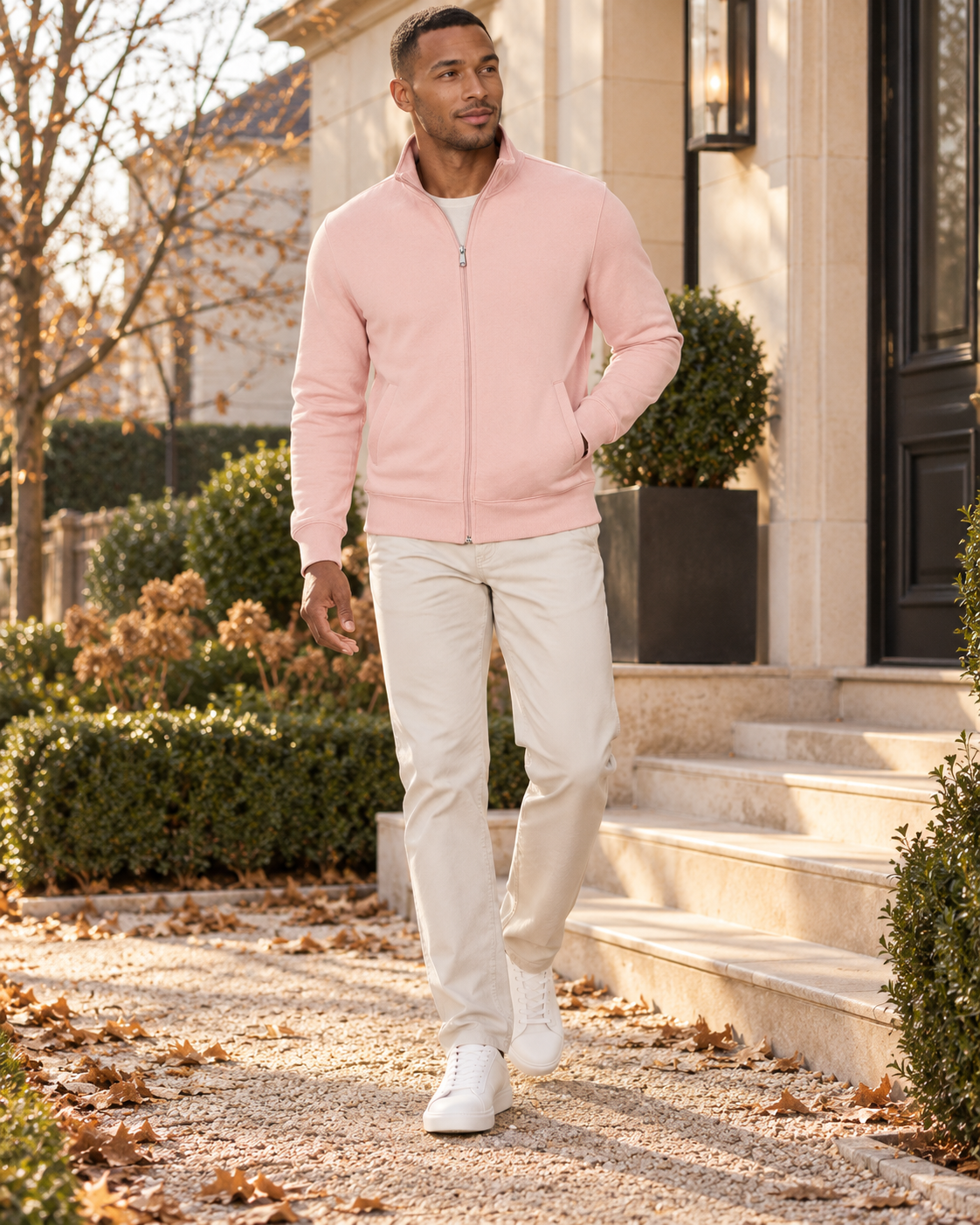 Elias Men's Full-Zip Fleece Sweatshirt – Mock Neck Midweight Jacket with Pockets