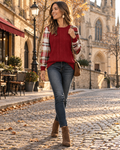 Nerissa Women's Color-Block Long Sleeve Top – Lightweight Relaxed Casual Sweater
