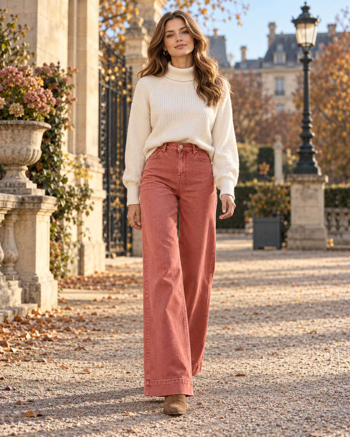 Ophelia High-Waisted Wide-Leg Jeans – Stretch Denim Loose-Fit Full-Length Pants