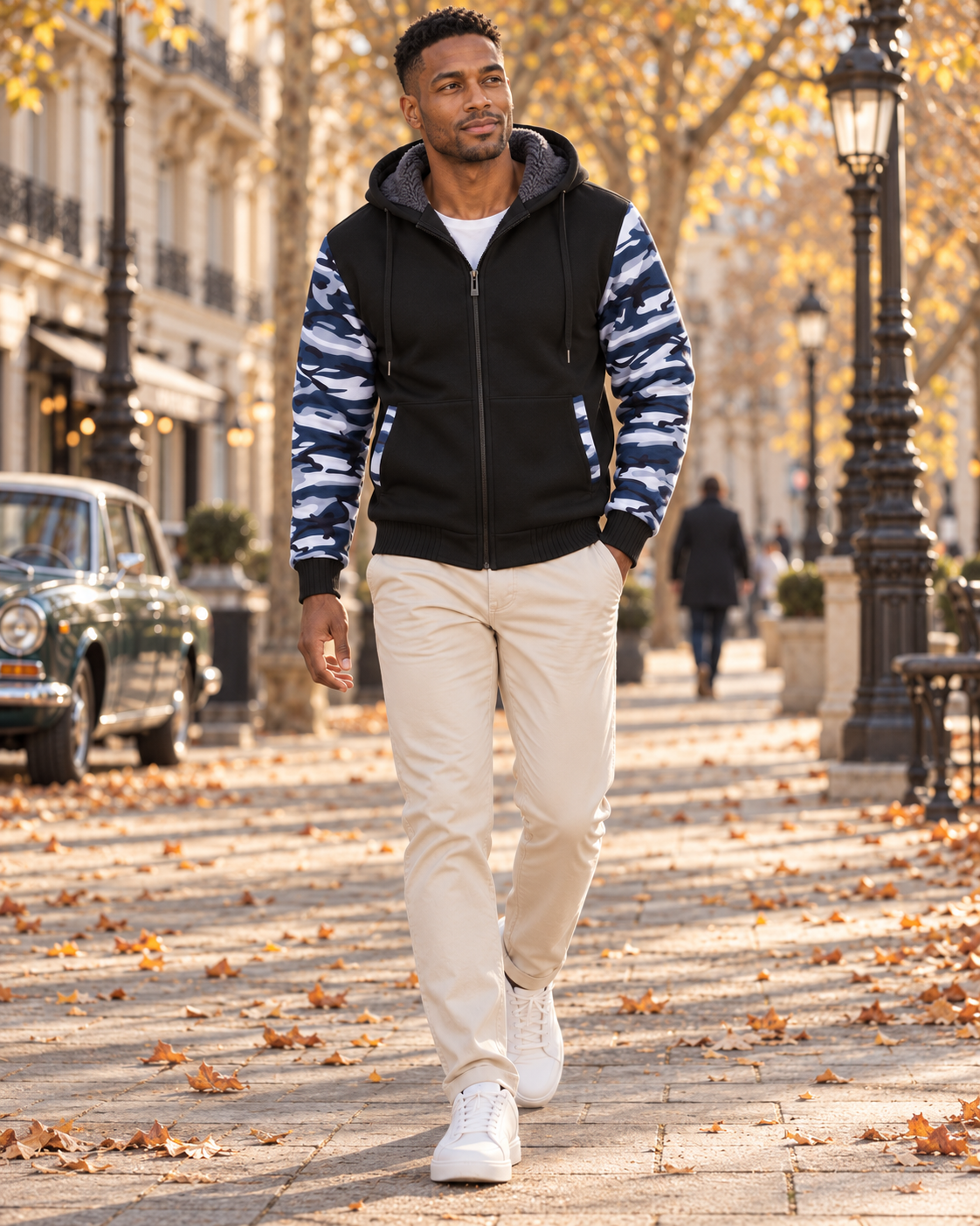 Hugo Men's Fleece-Lined Zip Hoodie – Sherpa Warm Winter Jacket with Side Pockets