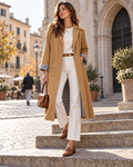 Talia Long Trench Coat – Single-Breasted Relaxed Overcoat with Plaid Lining