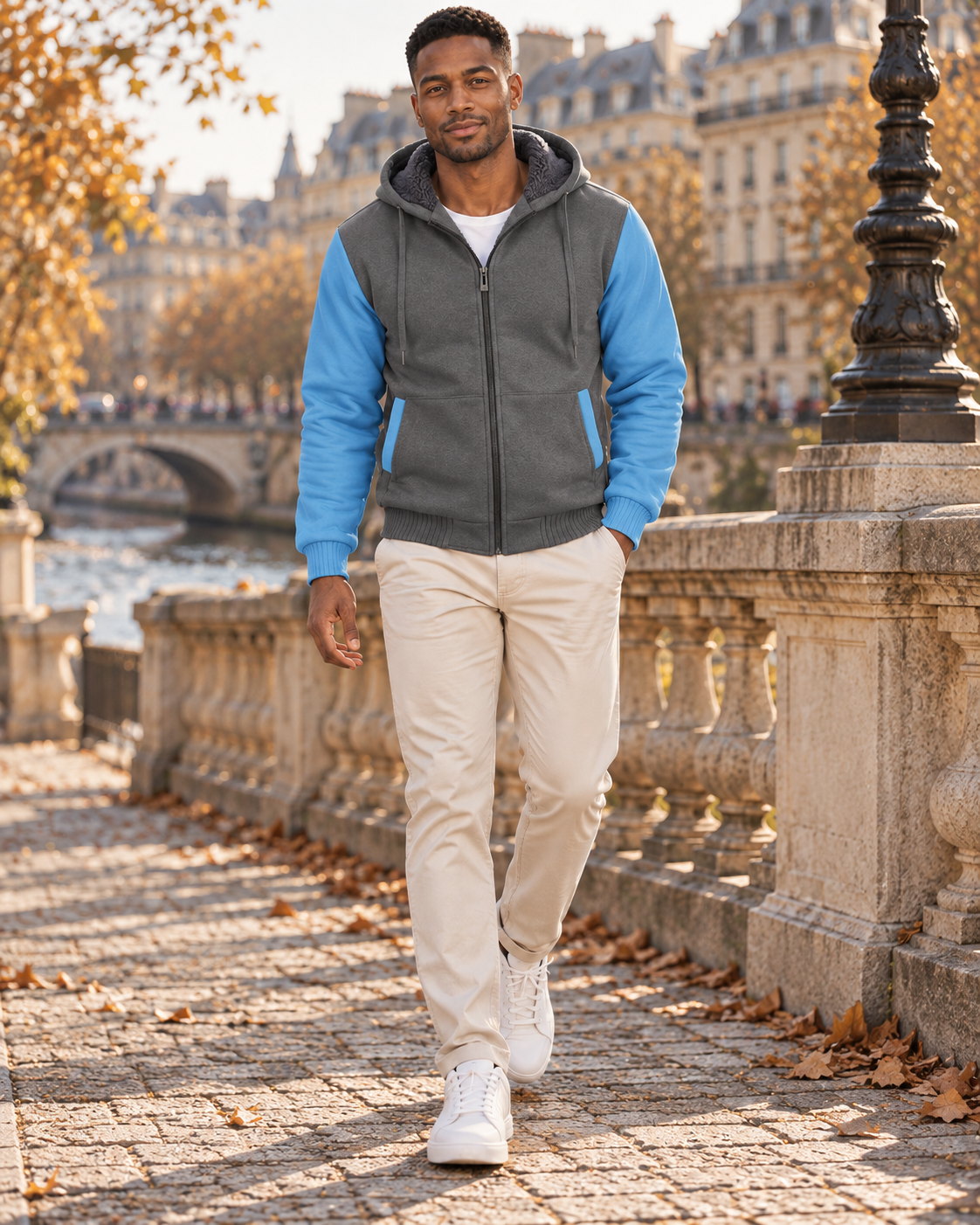 Hugo Men's Fleece-Lined Zip Hoodie – Sherpa Warm Winter Jacket with Side Pockets