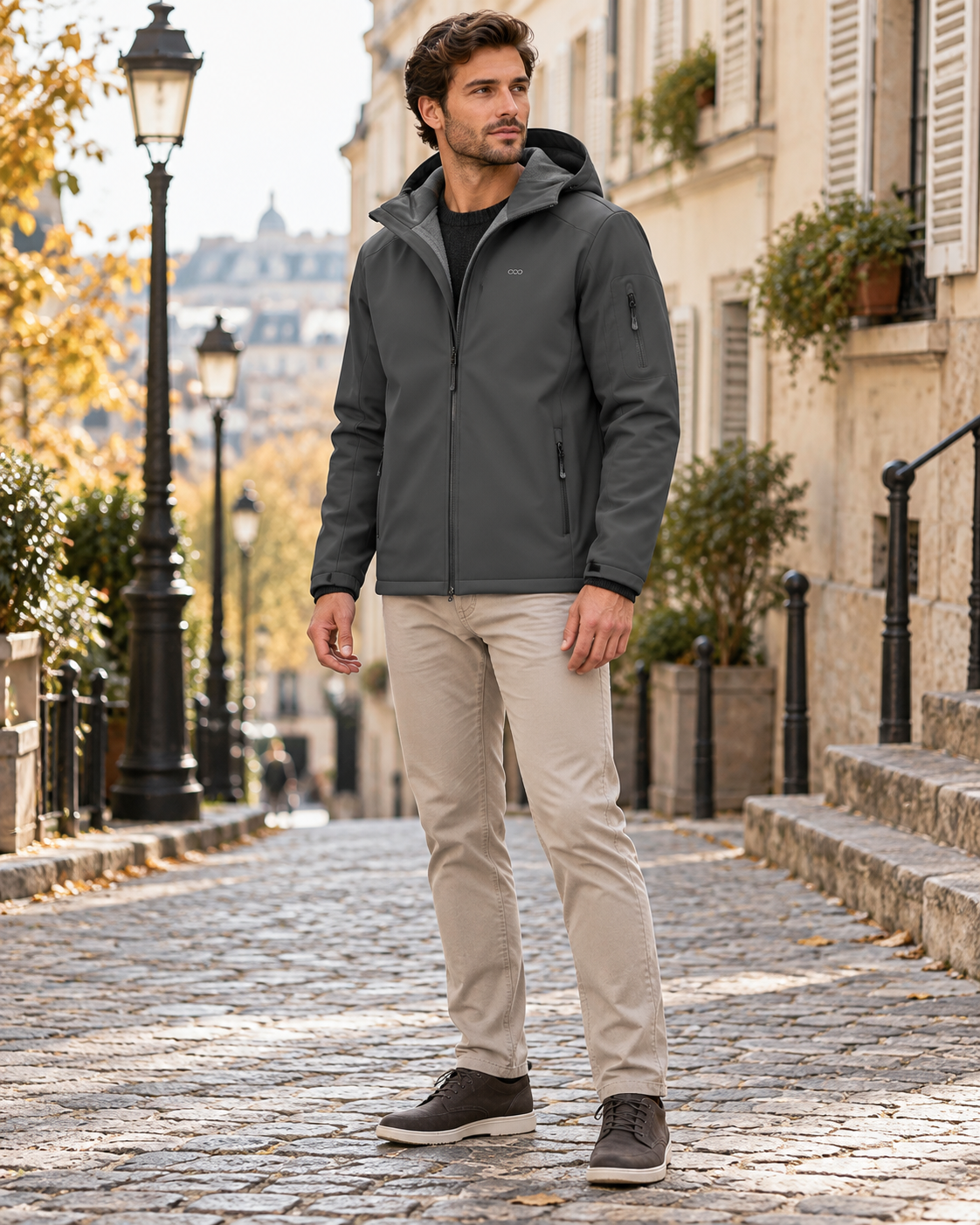 Rafael Hooded Softshell Jacket – Waterproof Fleece-Lined Outdoor Windbreaker Homme