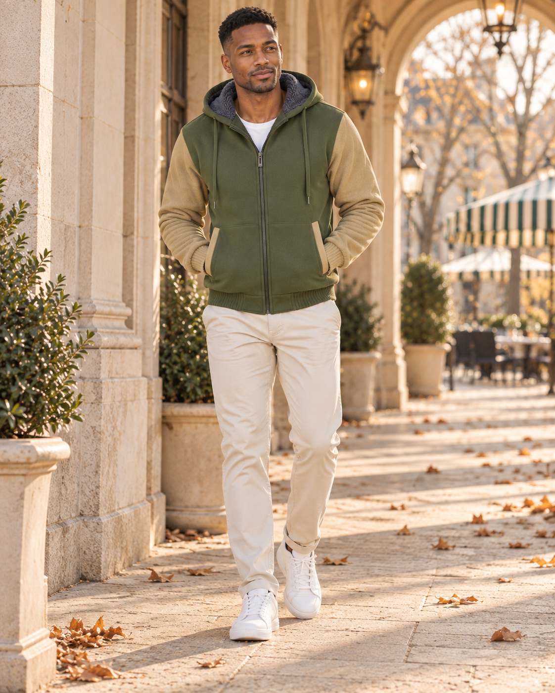 Hugo Men's Fleece-Lined Zip Hoodie – Sherpa Warm Winter Jacket with Side Pockets