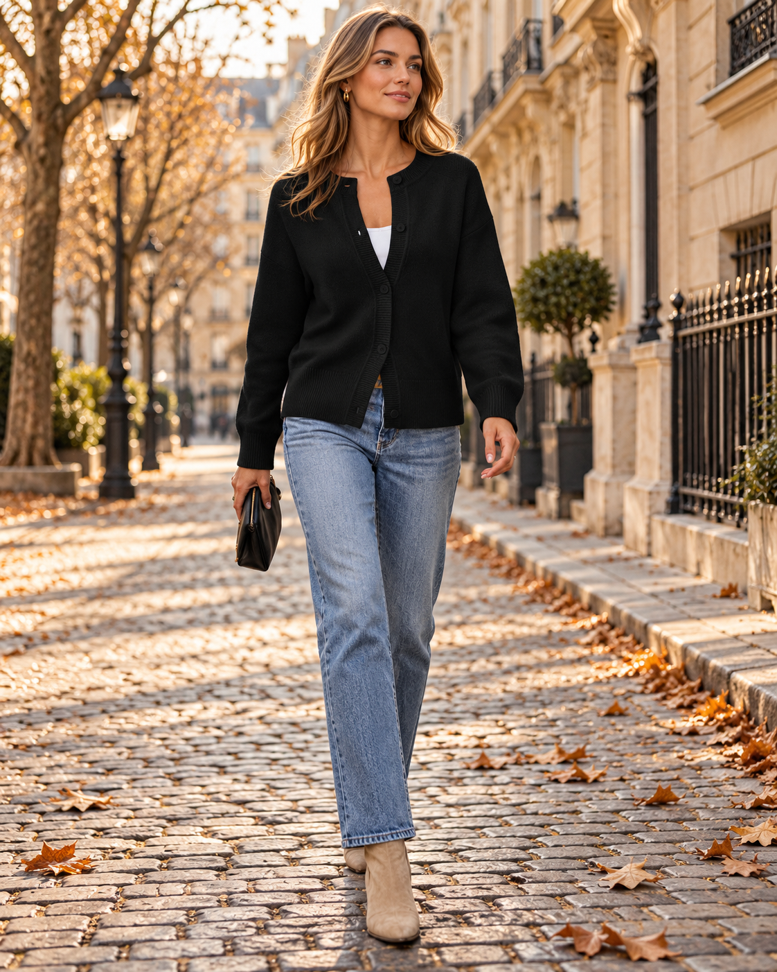 Camille Oversized Button-Up Knit Cardigan – Drop Shoulder Long Sleeve Sweater