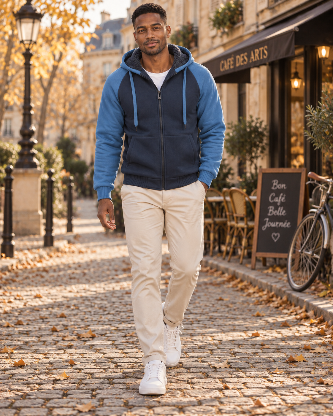 Hugo Men's Fleece-Lined Zip Hoodie – Sherpa Warm Winter Jacket with Side Pockets