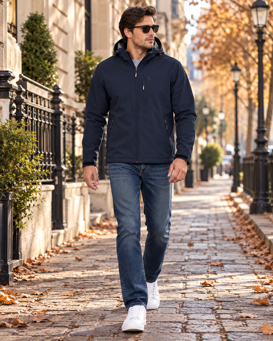 Uriel Men's Water-Resistant Fleece-Lined Hooded Softshell Jacket with Five Pockets