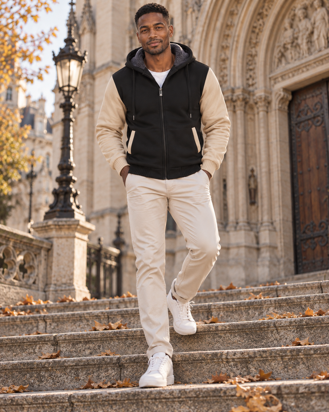 Hugo Men's Fleece-Lined Zip Hoodie – Sherpa Warm Winter Jacket with Side Pockets