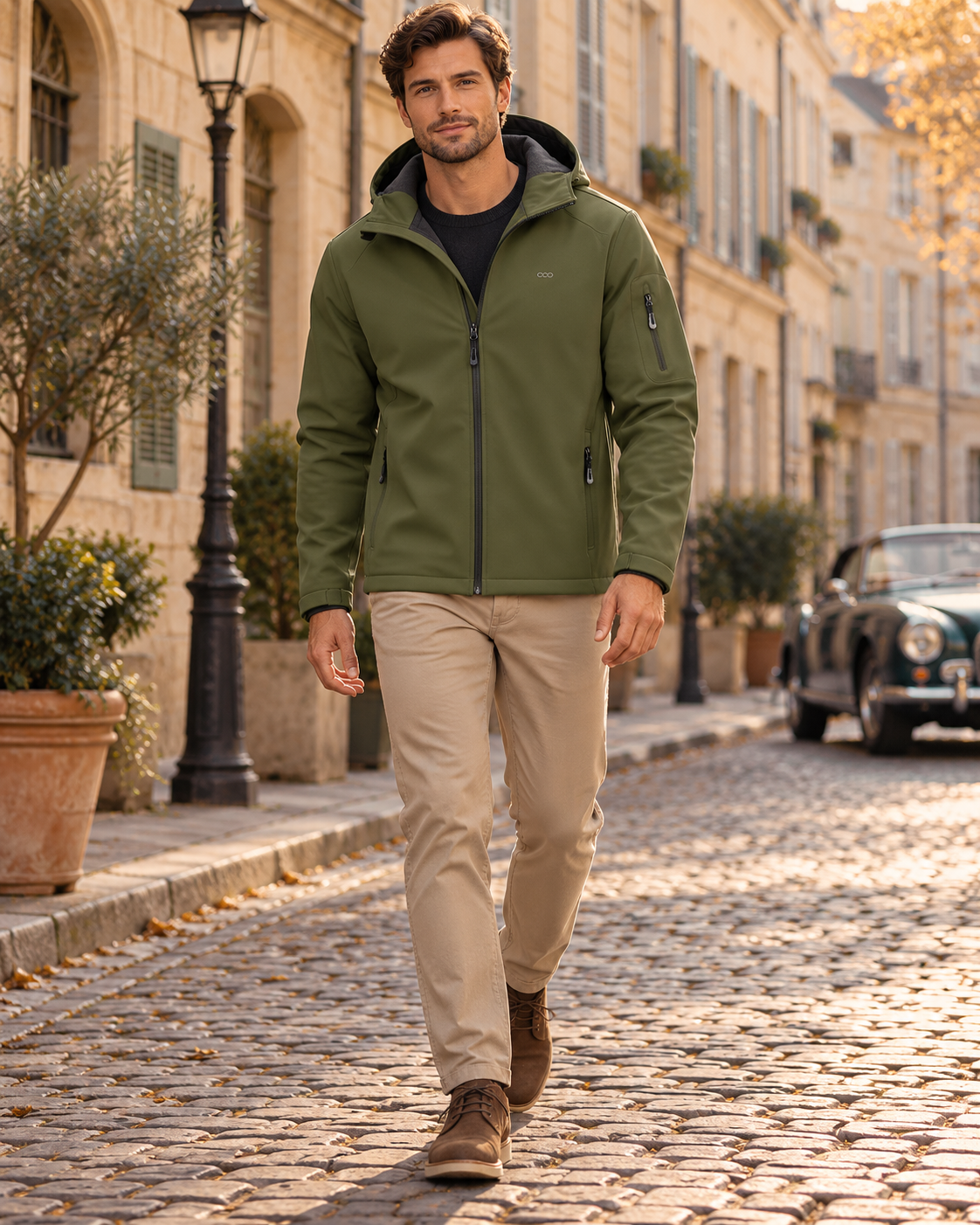 Rafael Hooded Softshell Jacket – Waterproof Fleece-Lined Outdoor Windbreaker Homme