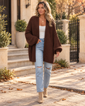 Dahlia Women's Oversized Open-Front Knit Cardigan – Long-Sleeve Relaxed Sweater