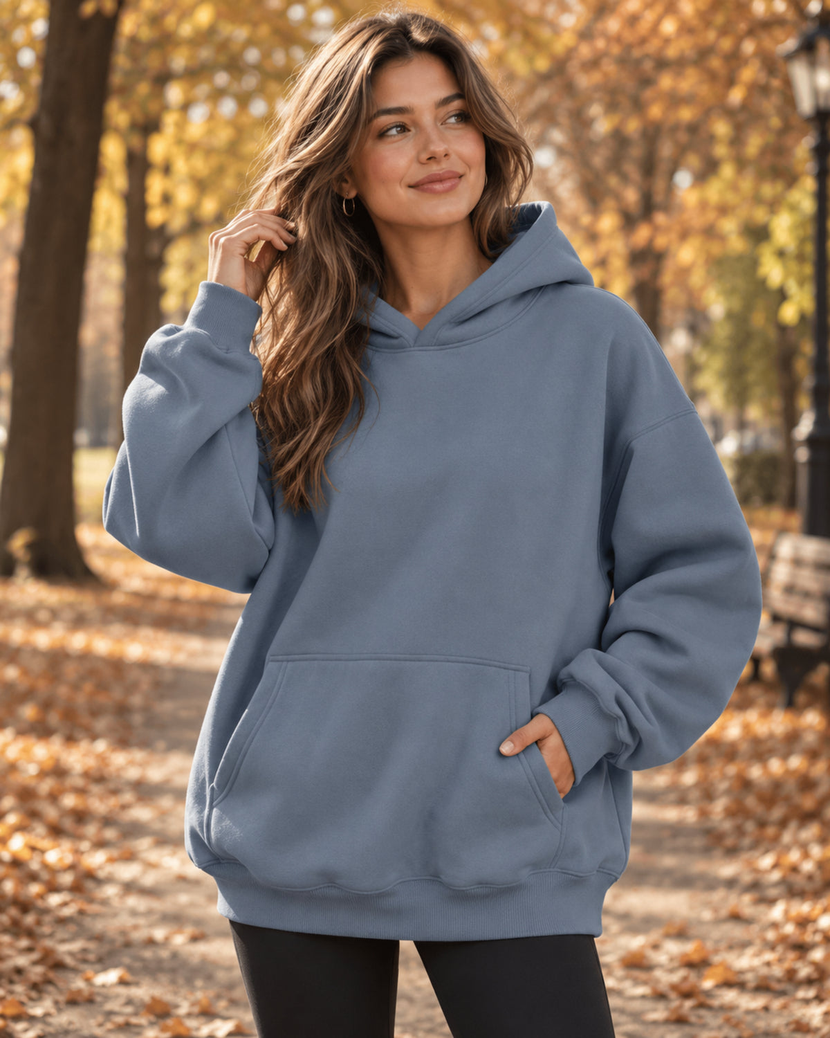 Nadia Oversized Pullover Hoodie – Long Sleeve Kangaroo Pocket Casual Sweatshirt