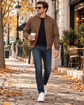 Felix Men's Quilted Bomber Jacket Warm Full Zip Military Winter Coat with Pockets