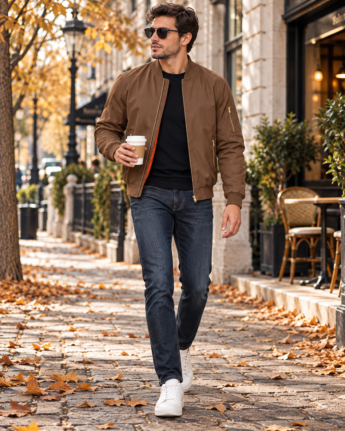 Felix Men's Quilted Bomber Jacket Warm Full Zip Military Winter Coat with Pockets