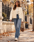 Rosalia Women's Chunky Knit Cardigan – Button Down Long Sleeve Sweater with Pockets