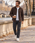 Orlando Men's Lightweight Button-Down Shirt Jacket with Long Sleeves and Chest Pocket