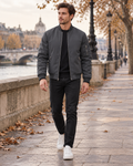 Darius Men's Lightweight Bomber Jacket with Full Zip, Ribbed Collar and Pockets