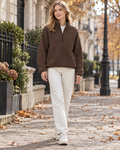Trisha Women's Cozy Sherpa Fleece Quarter Zip Pullover with Stand Collar and Pockets