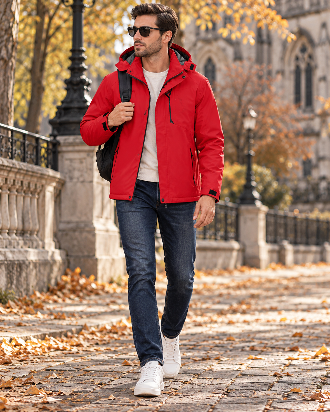 Emilio Men's Waterproof Hooded Rain Jacket Lightweight Windproof Outdoor Hiking Coat
