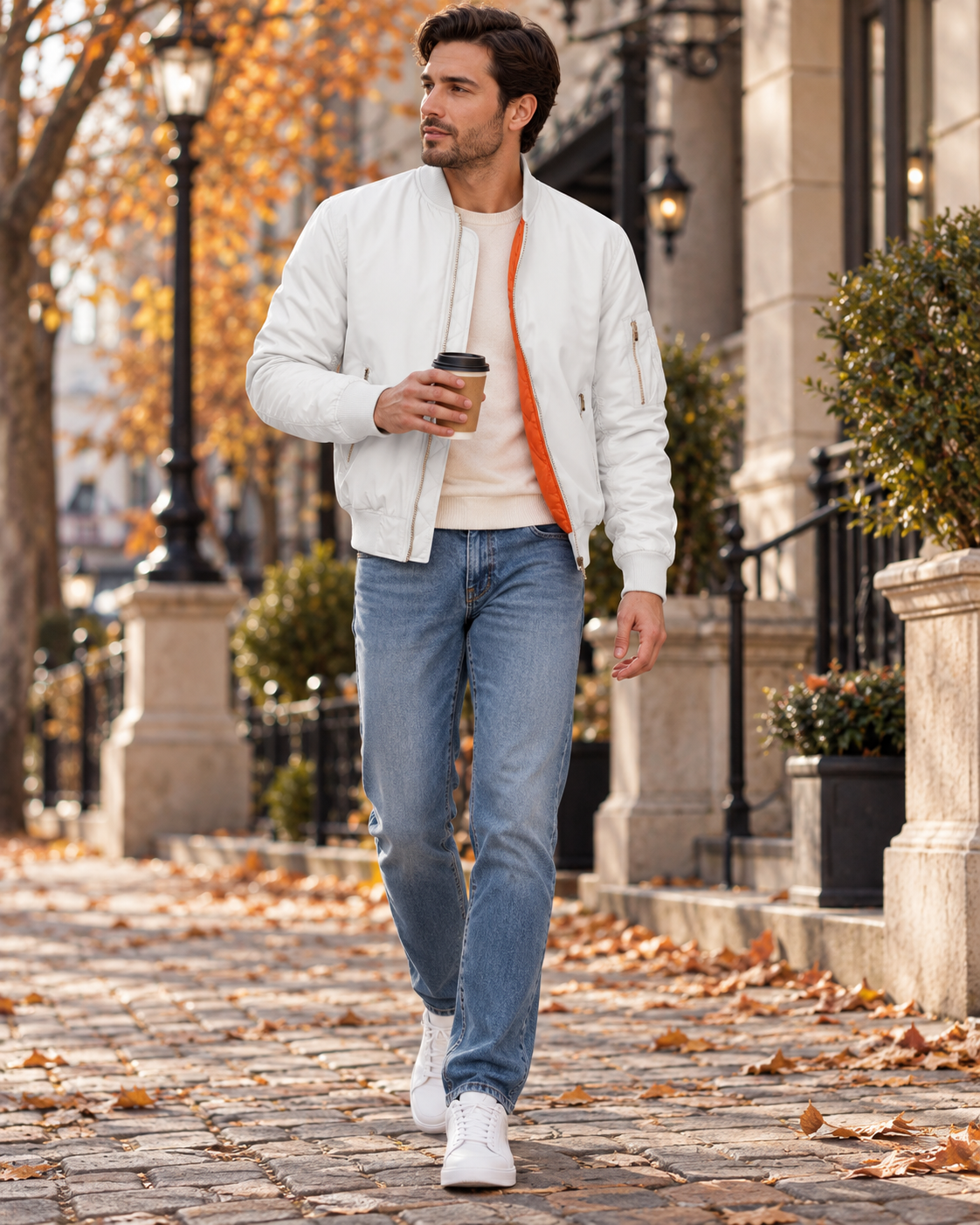 Felix Men's Quilted Bomber Jacket Warm Full Zip Military Winter Coat with Pockets