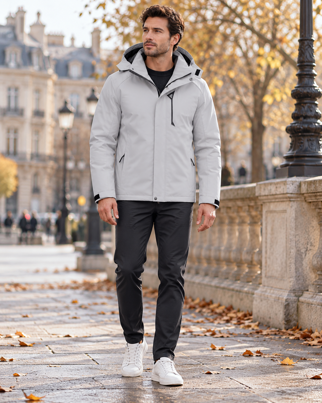 Emilio Men's Waterproof Hooded Rain Jacket Lightweight Windproof Outdoor Hiking Coat