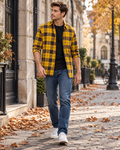 Miko Men's Brushed Cotton Plaid Flannel Shirt with Long Sleeves and Chest Pocket