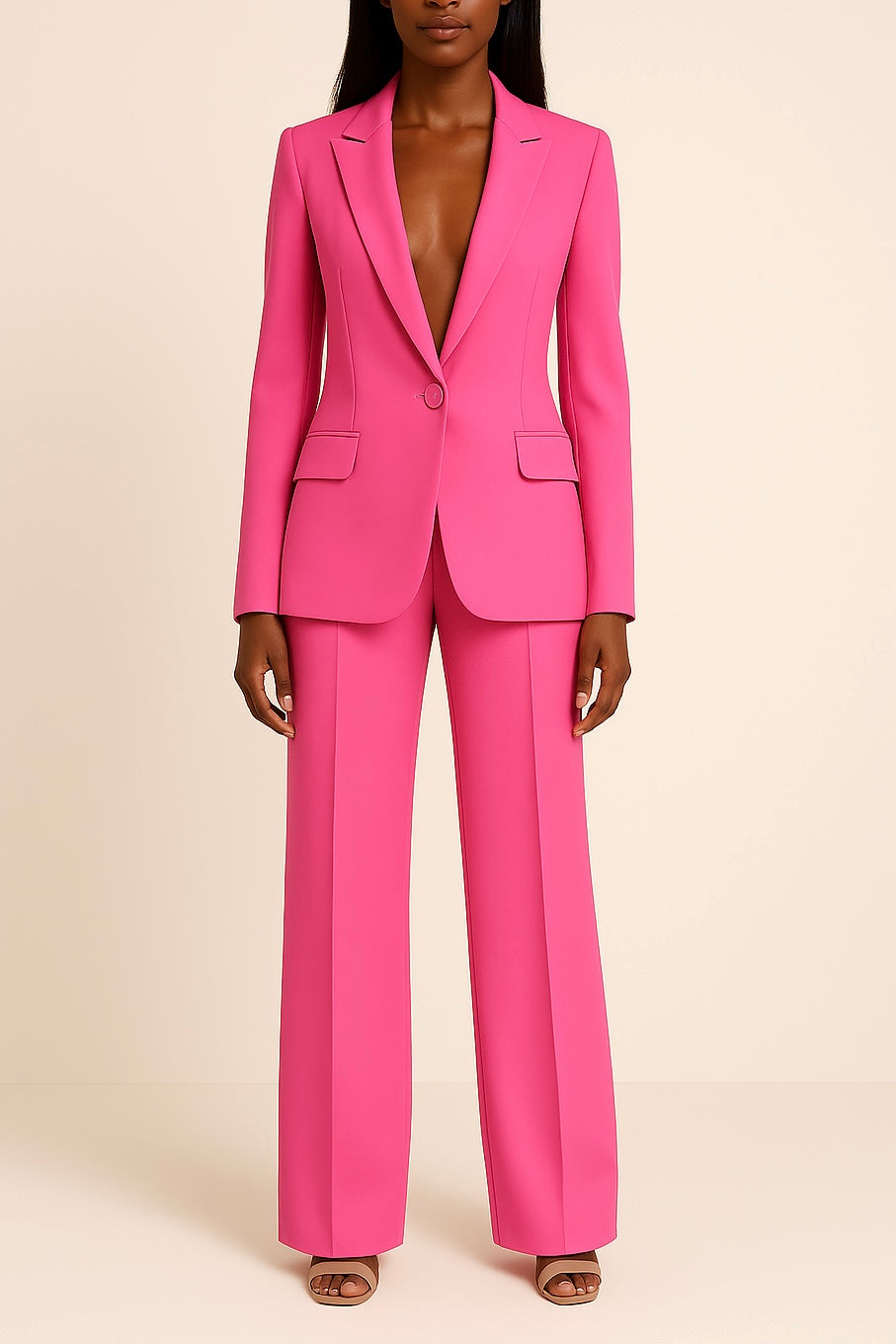 Victoria Women's Trouser Suit – Satin Blazer & Wide Leg Smart Co-Ord Set