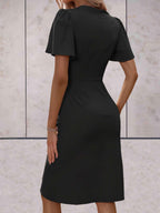 Adelaide Women's Wrap Dress – V Neck Elegant Midi Dress for Office & Evening Wear
