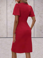 Adelaide Women's Wrap Dress – V Neck Elegant Midi Dress for Office & Evening Wear