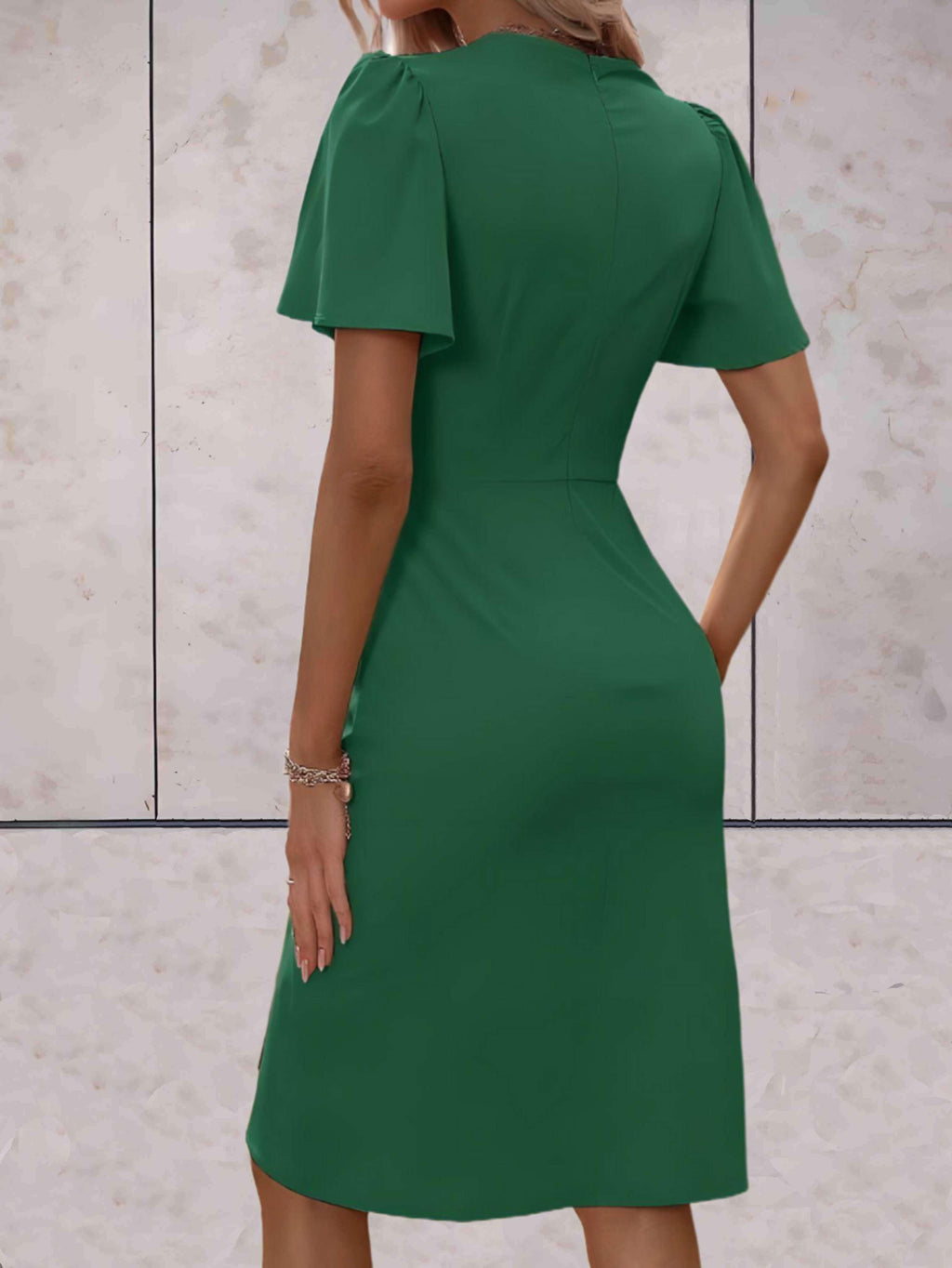 Adelaide Women's Wrap Dress – V Neck Elegant Midi Dress for Office & Evening Wear
