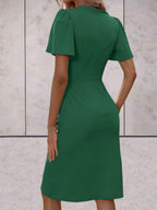 Adelaide Women's Wrap Dress – V Neck Elegant Midi Dress for Office & Evening Wear