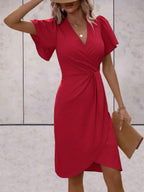 Adelaide Women's Wrap Dress – V Neck Elegant Midi Dress for Office & Evening Wear
