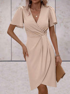 Adelaide Women's Wrap Dress – V Neck Elegant Midi Dress for Office & Evening Wear