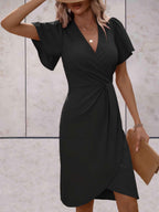 Adelaide Women's Wrap Dress – V Neck Elegant Midi Dress for Office & Evening Wear