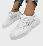 Bianca Women's White Trainers – Breathable Low-Top Design with Cushioned Insole
