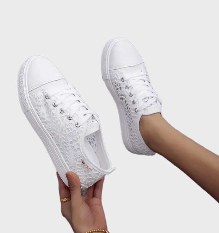 Bianca Women's White Trainers – Breathable Low-Top Design with Cushioned Insole