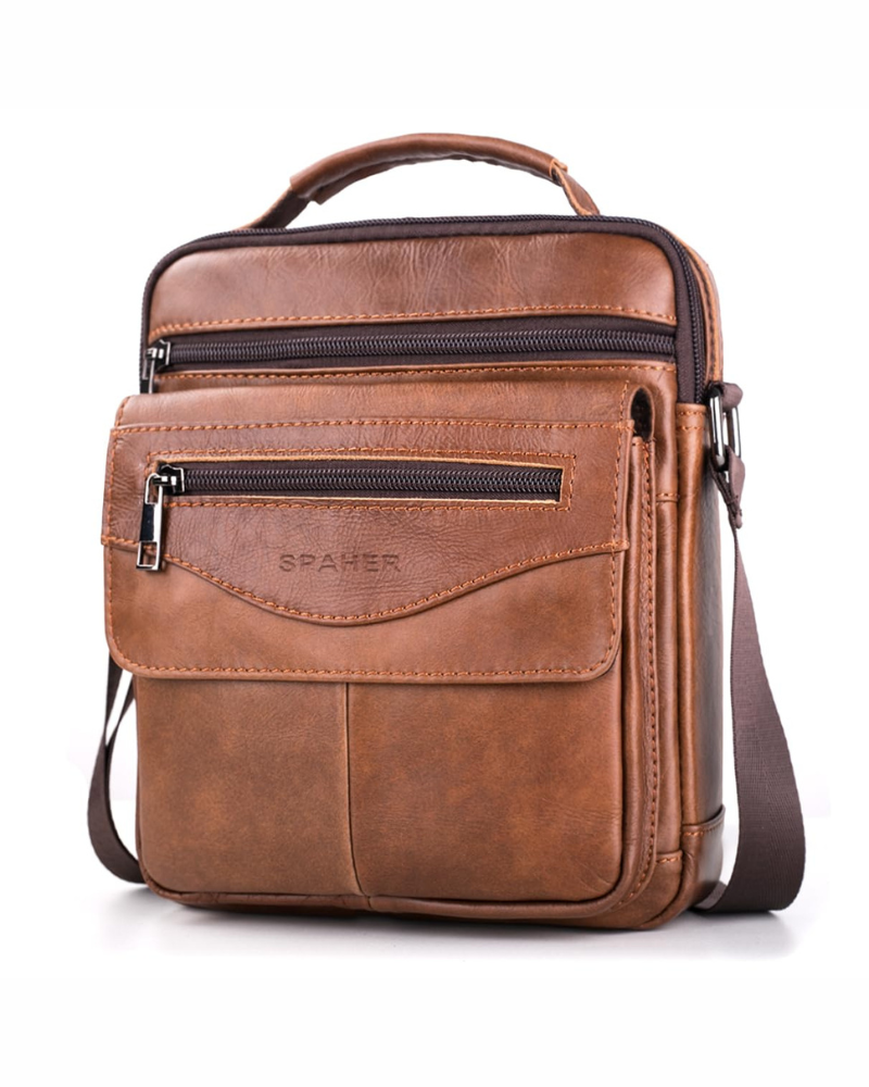 Desmond Men's Genuine Leather Messenger Bag – Multi-Pocket Crossbody Shoulder Bag