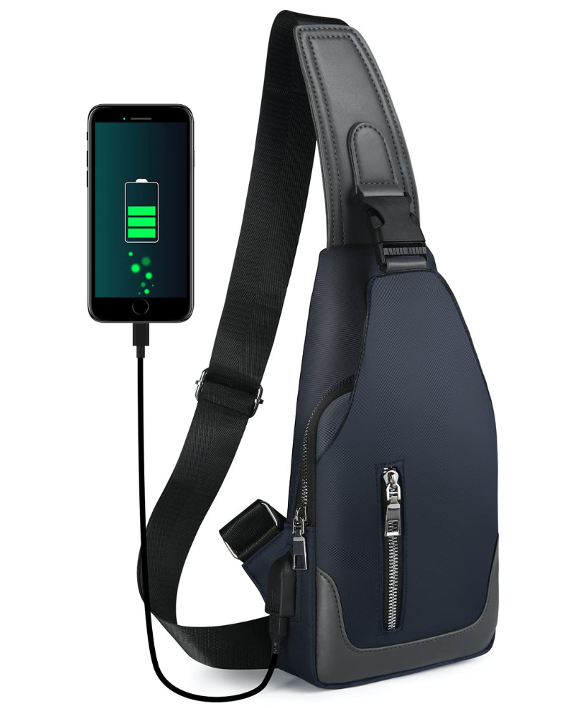 Ronan Crossbody Sling Bag – Oxford USB Chest Shoulder Bag for Men