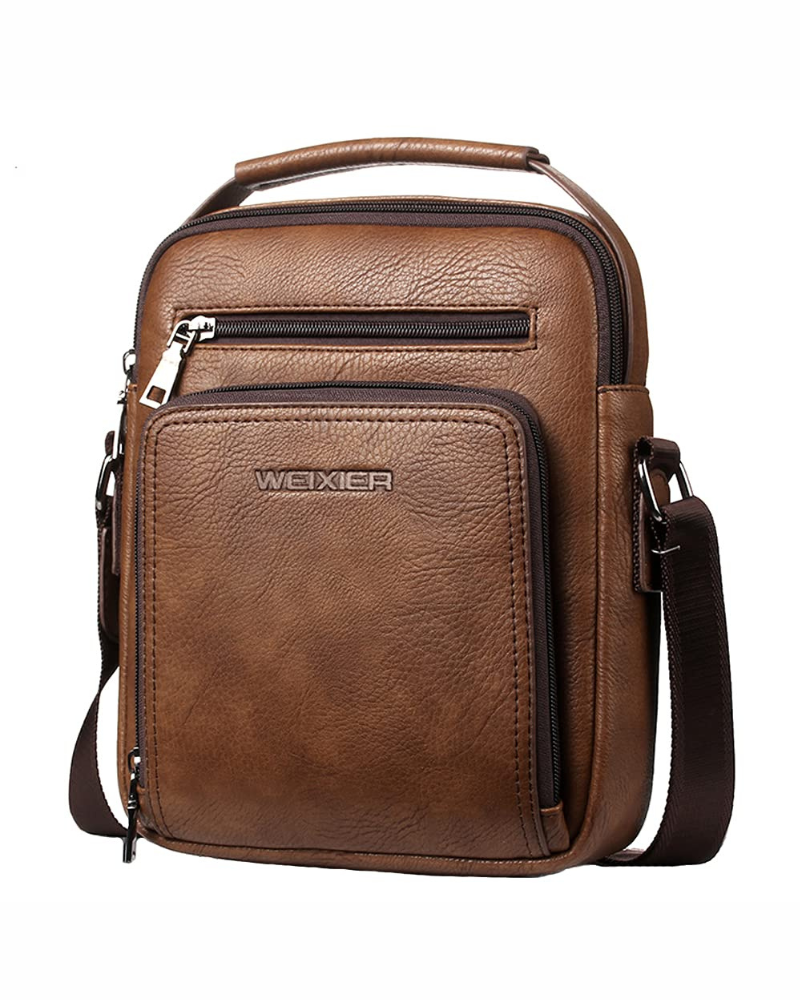 Winston Men's PU Leather Messenger Bag – Multi-Pocket Adjustable Crossbody Bag