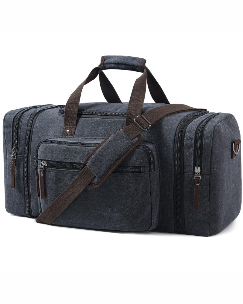 Brody 70L Canvas Travel Duffel Bag – Expandable Weekend Holdall with Multiple Pockets