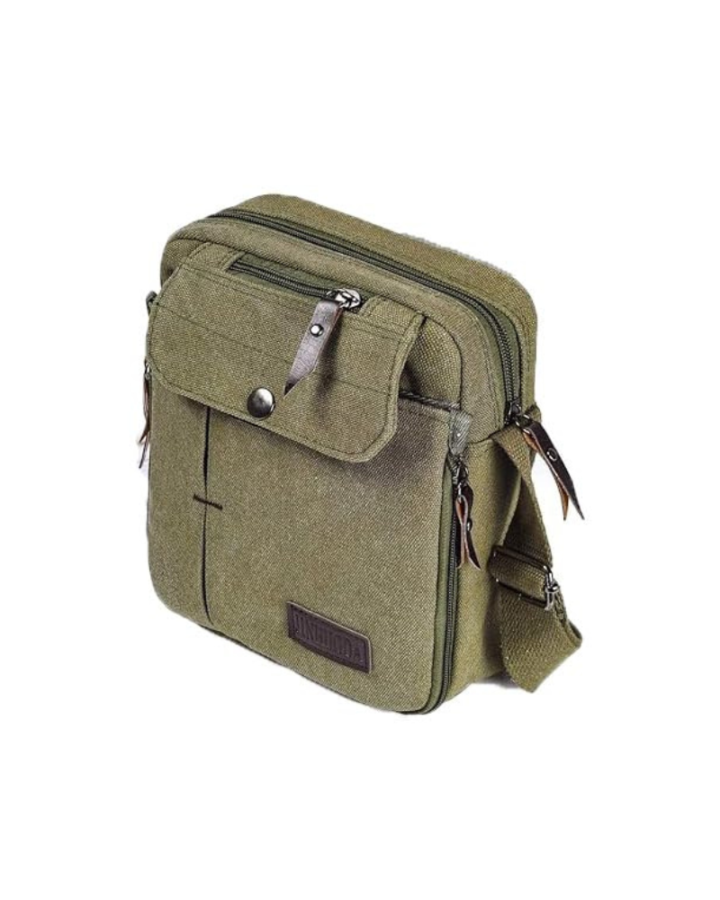 Lewis Men's Canvas Messenger Bag – Small Crossbody Shoulder Bag with Multiple Pockets