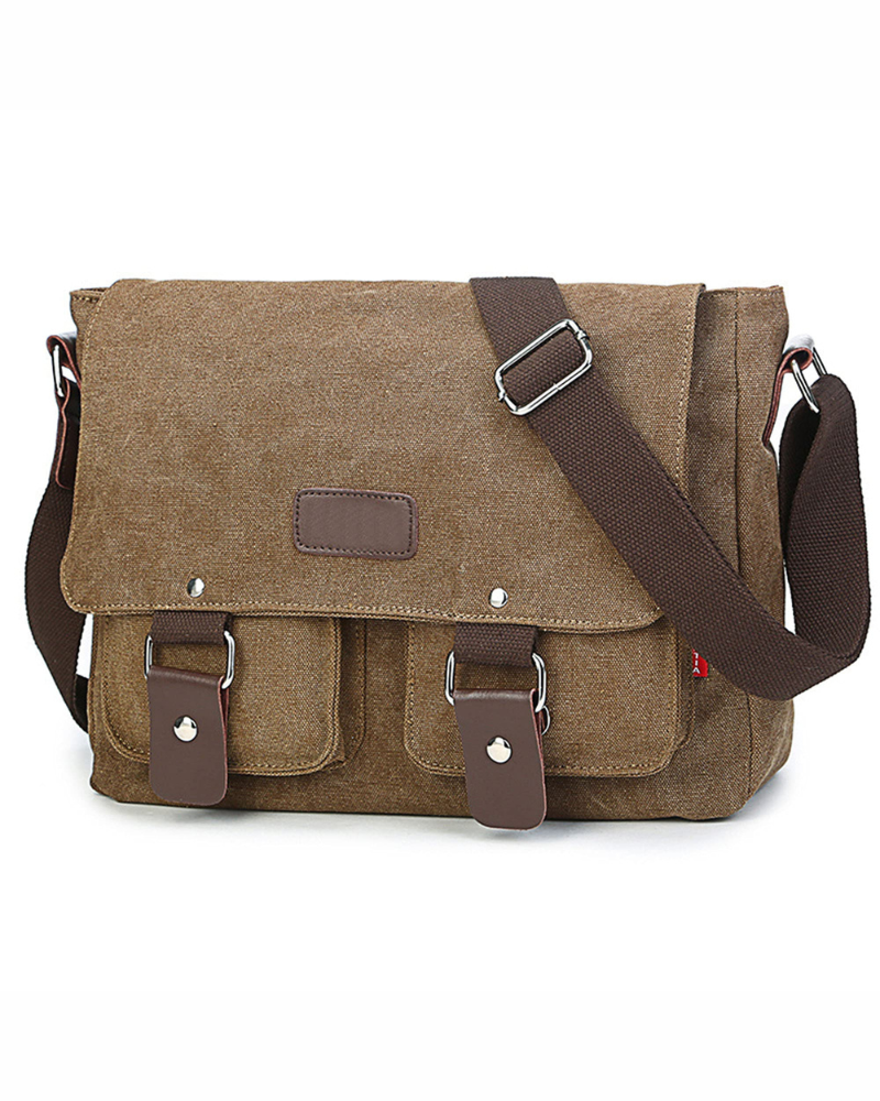 Malcolm Men's Canvas Messenger Bag – Multi-Pocket Shoulder Crossbody Satchel