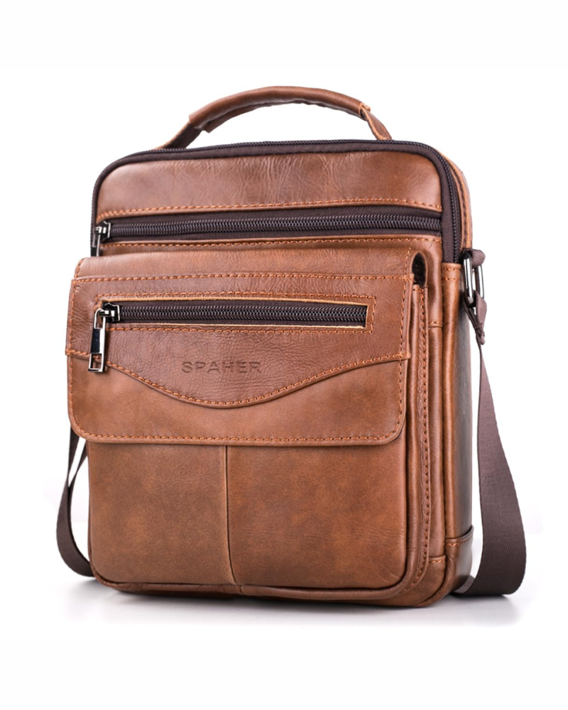 Vincent Men's Leather Crossbody Bag – Genuine Cowhide Shoulder Messenger Bag