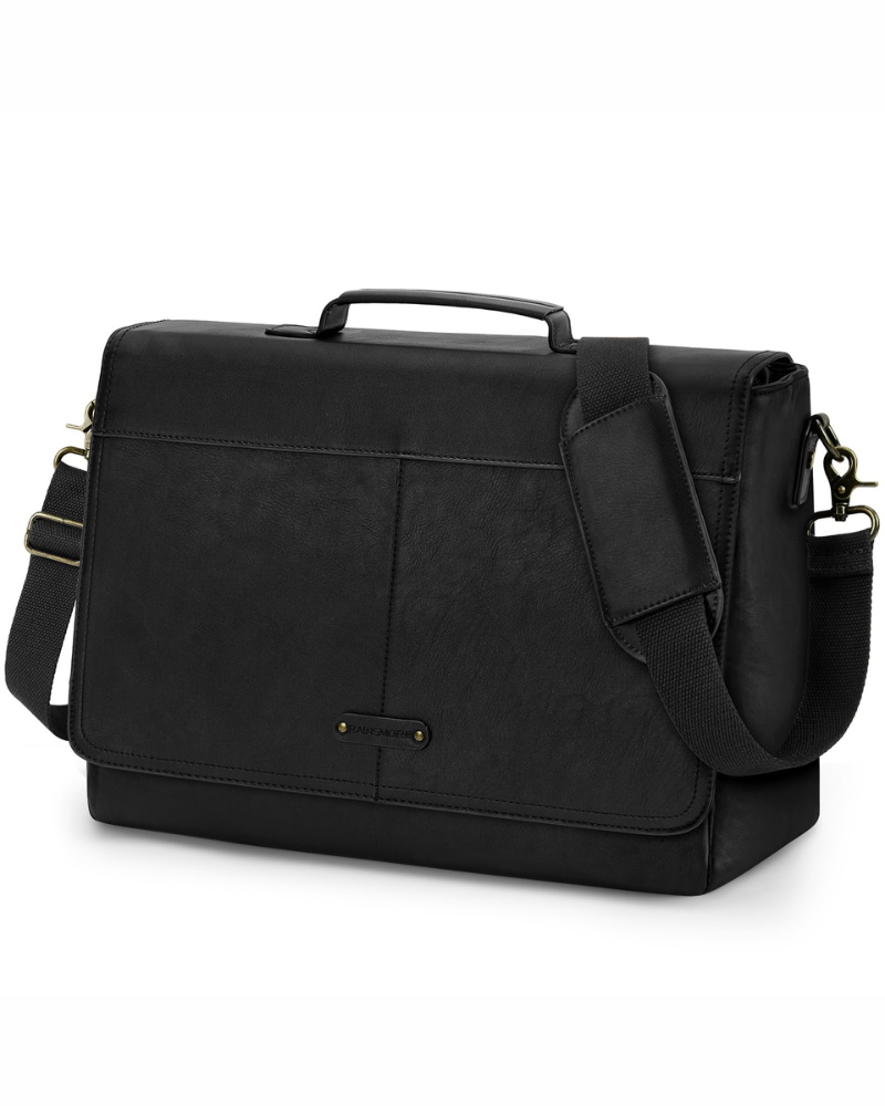 Douglas Men's PU Leather Laptop Messenger Bag – 15.6 Inch Business Satchel